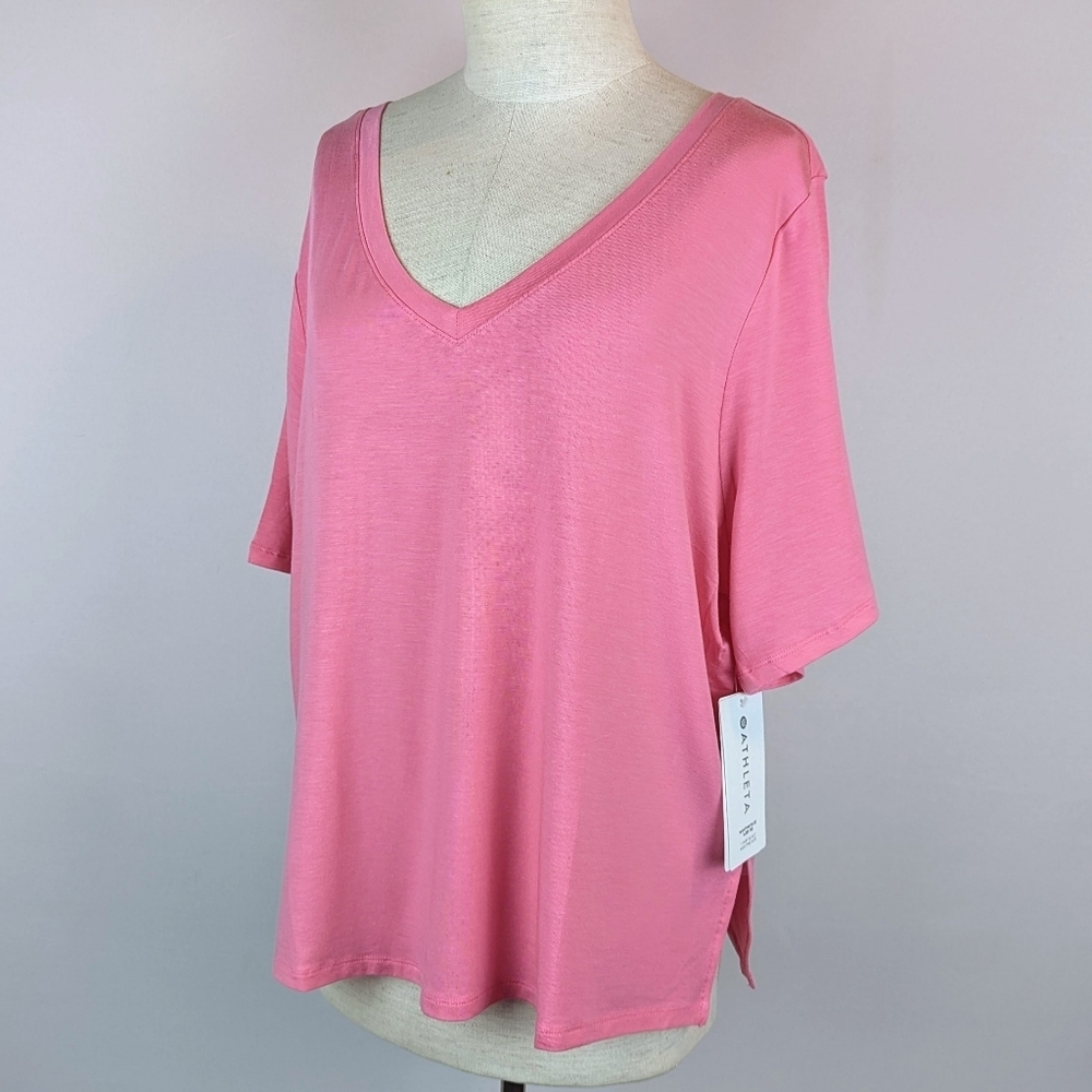 Athleta Nighttime Bliss Sleep Lounge T Short Sleeve Relaxed Fit Hot Pink XL NWT - Picture 9 of 13